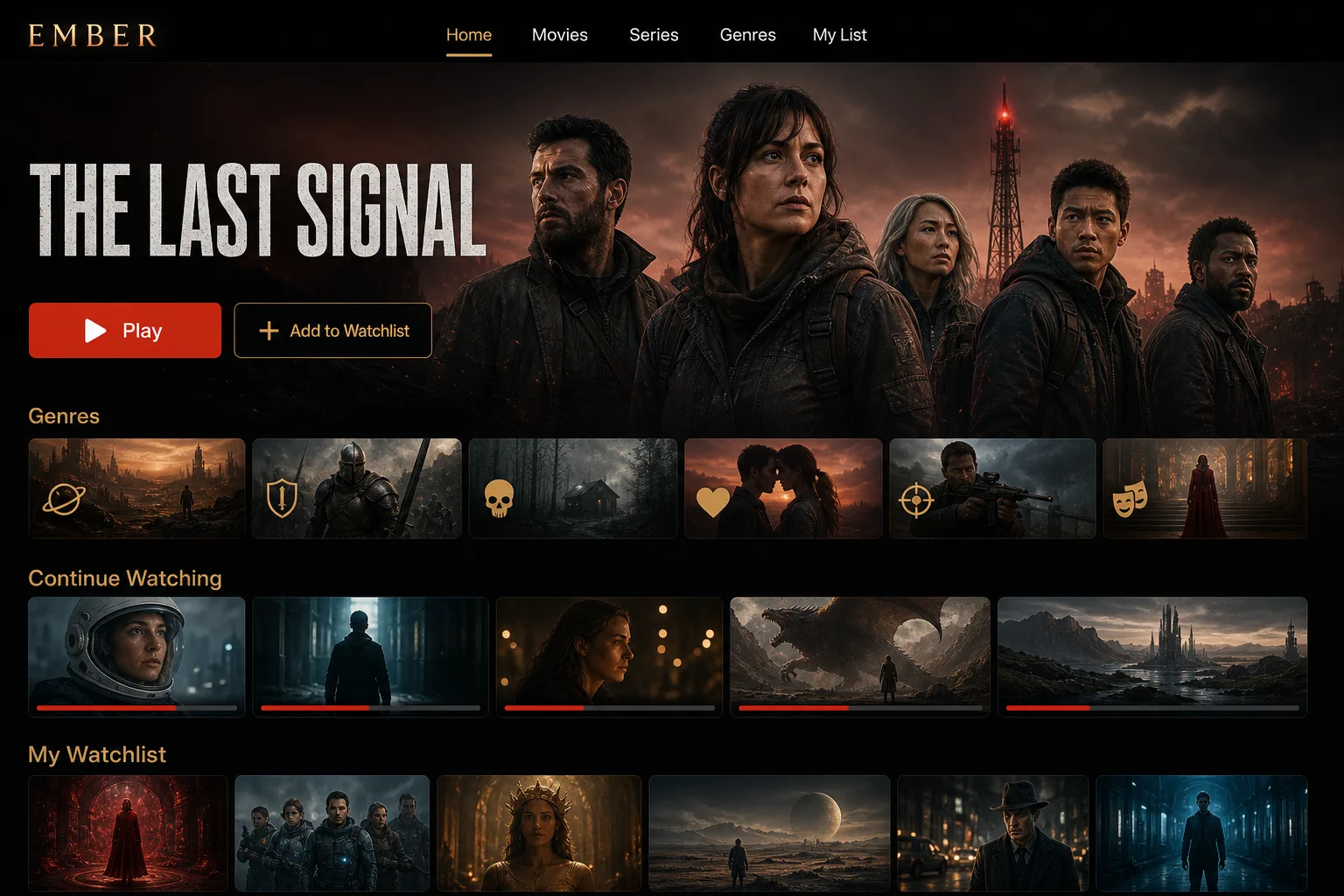 Ember Cinema movie streaming template