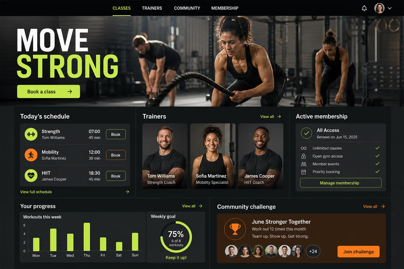 Pulse Club gym template